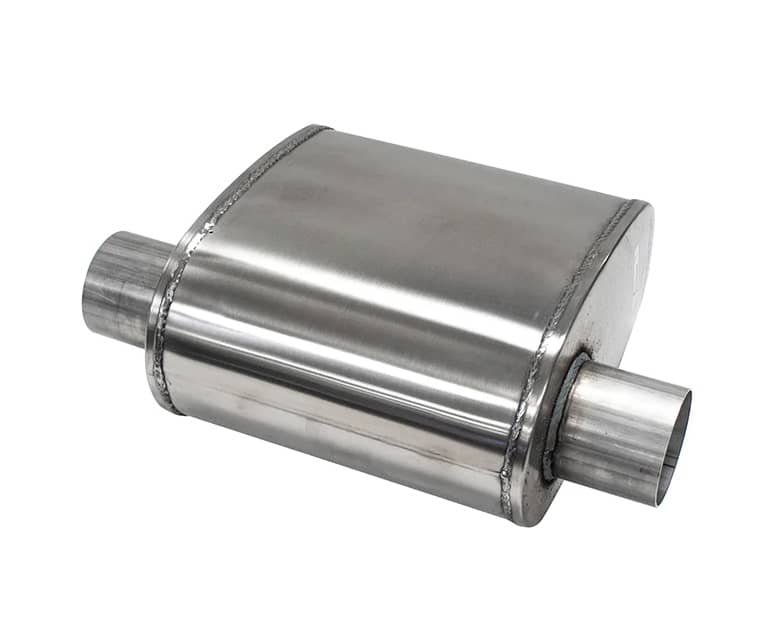 M-AUTO Black 2.5"Inlet 2.25"Outlet Stainless Steel Dual Chambered Exhaust Muffler Straight Through Round Tip